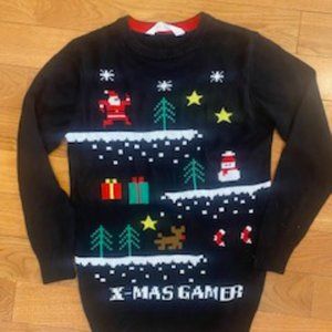 EUC H&M Jacquard-knit Christmas Sweater "X-Mas Gamer"  Boys 12/14